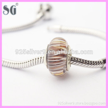 Wholesale manufacturer china fancy 925 silver core multicolour glass charm beads